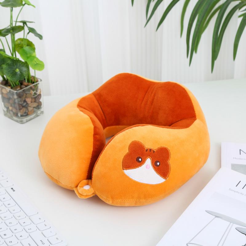 Cartoon Portable U-Shaped Neck Pillow - Foldable & Multifunctional for Travel