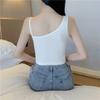Korean-style Solid Color Off-shoulder Sports Camisole with Built-in Bra Slimming and Stylish for Layering or Outerwear