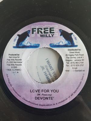 7inch Record DEVONTE - Love For You NONE Free Willy 2005 Jamaica Reggae, Ska & Dub Used