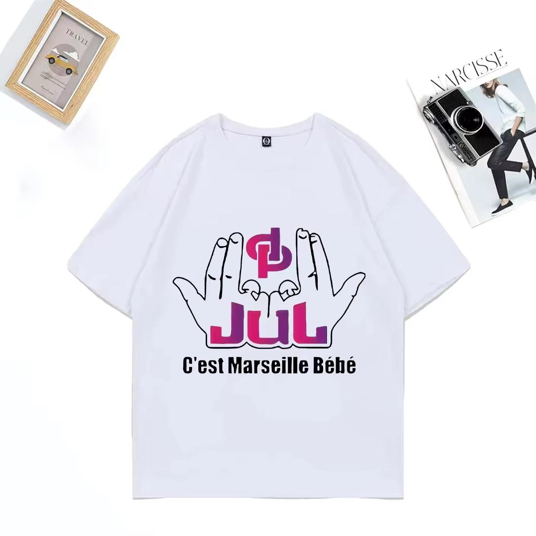 

French rapper Jul graphic Tshirt fashionable hiphop Y2k clothing Tshirt NEW summer pure neutral Tshirt 4XL