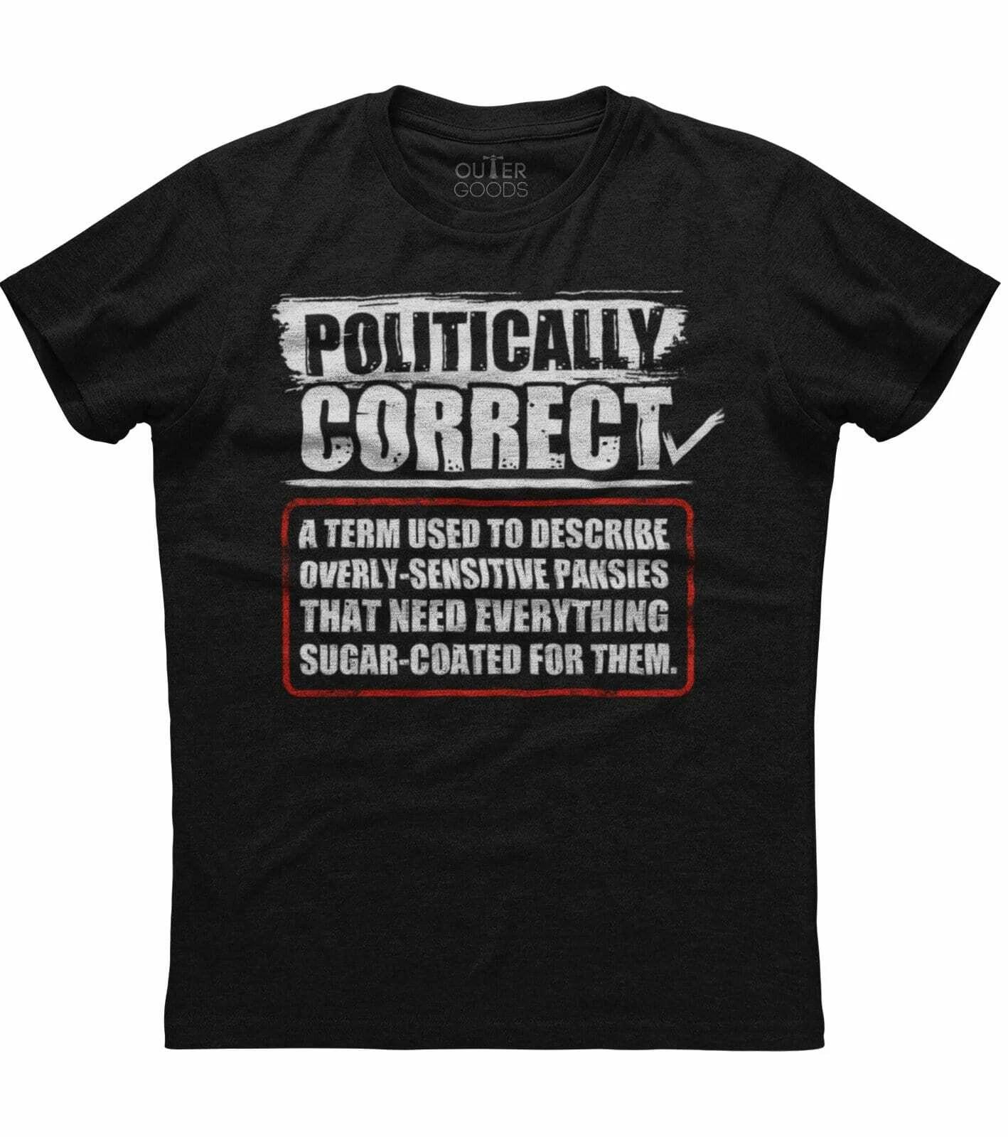 Politically Correct A Term Used to Describe Sensitive Pansies, Black T-Shirt M