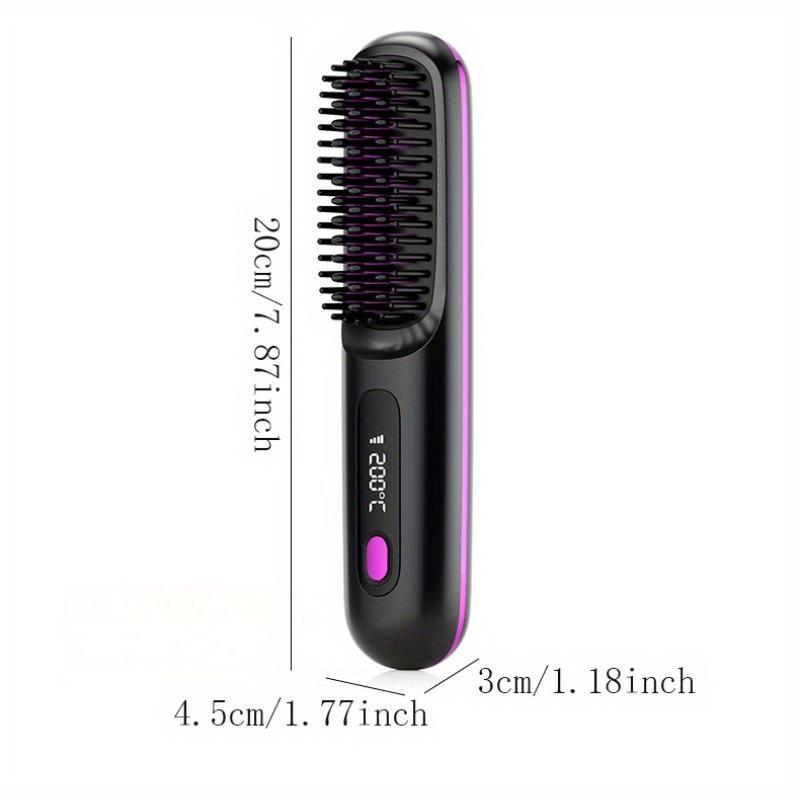 1PC portable wireless hair straightener brush, constant temperature and anti-scalding , hot comb function, Type-C fast charging, LCD screen display