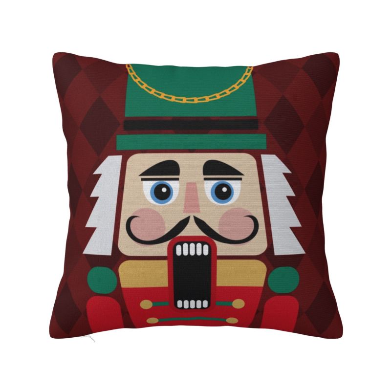 Nutcracker Soldier King Pillow Covers Decorative Cartoon Christmas Nutcrackers Nordic Cushion Cover Car Pillowcase