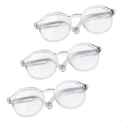 3 Pieces Doll Glasses Crafts Sunglasses Round Mini for Costume Pets