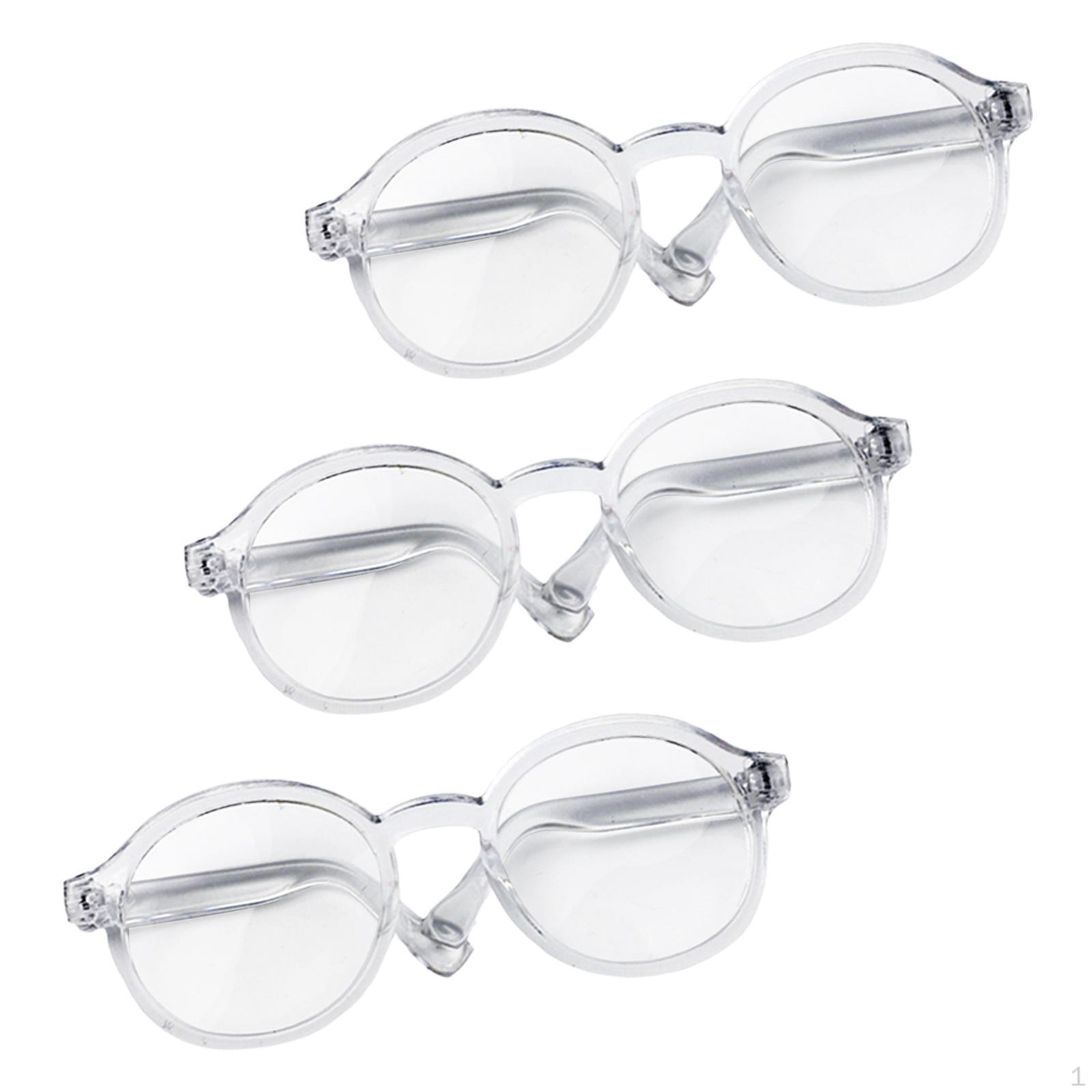 

3 Pieces Doll Glasses Crafts Sunglasses Round Mini for Costume Pets A