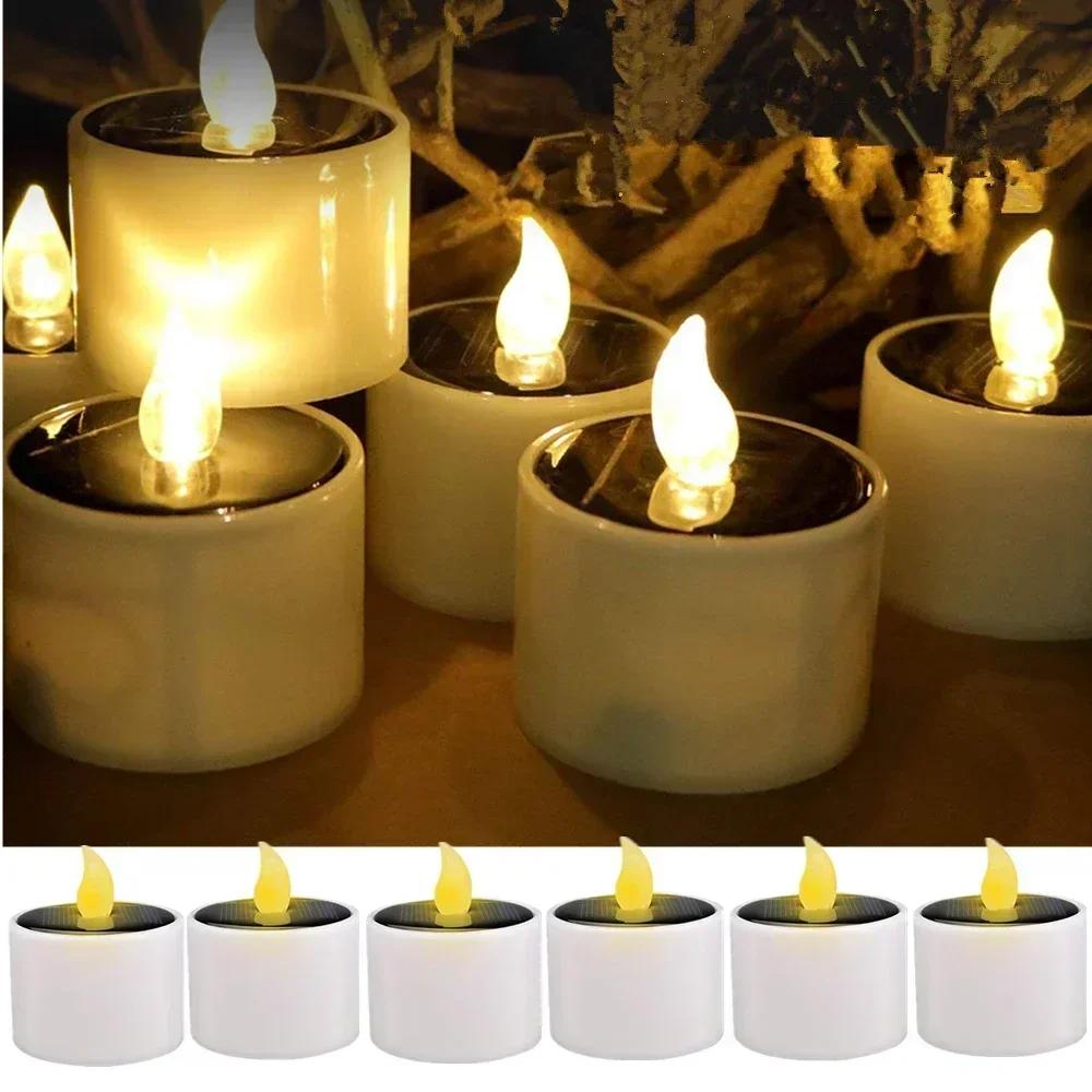 

6PCS Solar LED Tea Light Candles Waterproof Rechargeable Flameless Outdoor Lights for Garden Yard Patio Home Decoration 6PCS