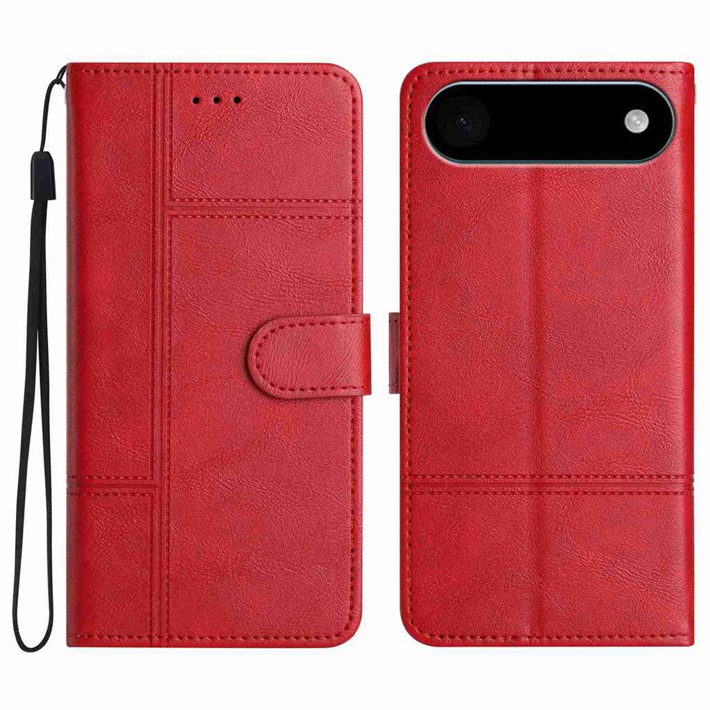 For iPhone 17 Air Wallet Case Line Imprinted Cowhide Texture PU Leather Phone Cover