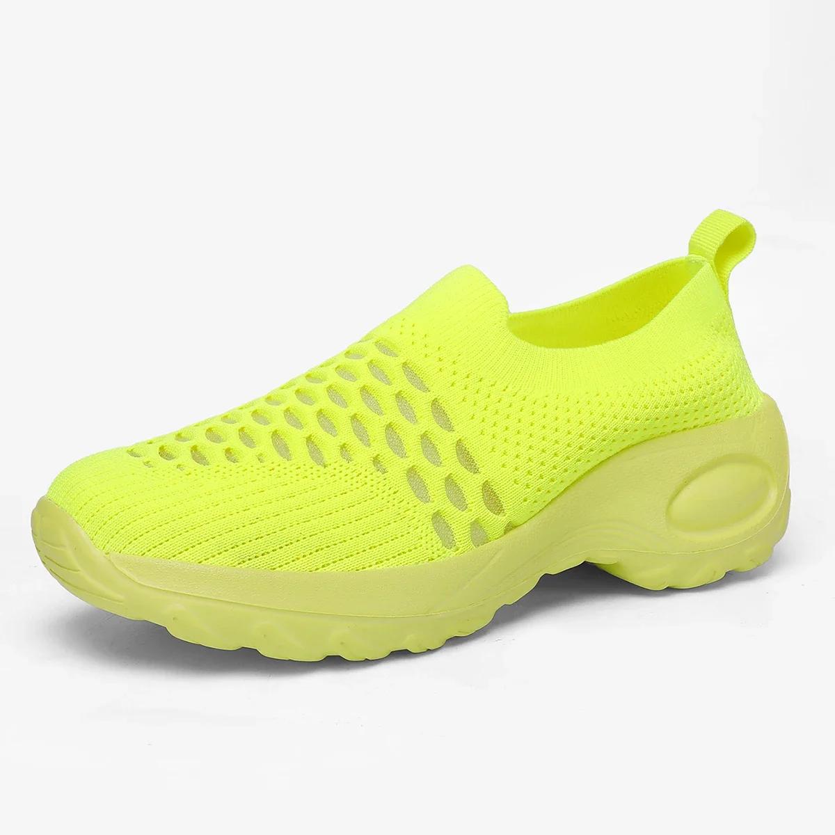 

Модные женские повседневные модные кроссовки, дышащие легкие сетчатые туфли без застежек, удобная спортивная обувь для повседневной носки 43 зелёный