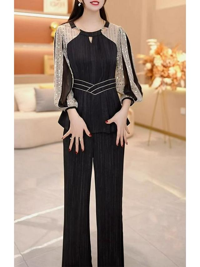 Spring 2025 Women's Luxury Suit: Stylish Slimming Top & Wide-Leg Pants Set