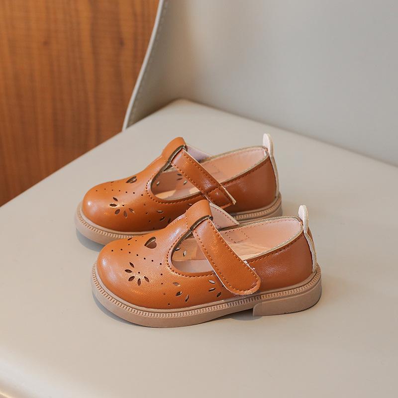 Girls' Soft Sole Leather Shoes - 2025 Spring/Summer Princess Style, Solid Color, Casual Korean Design