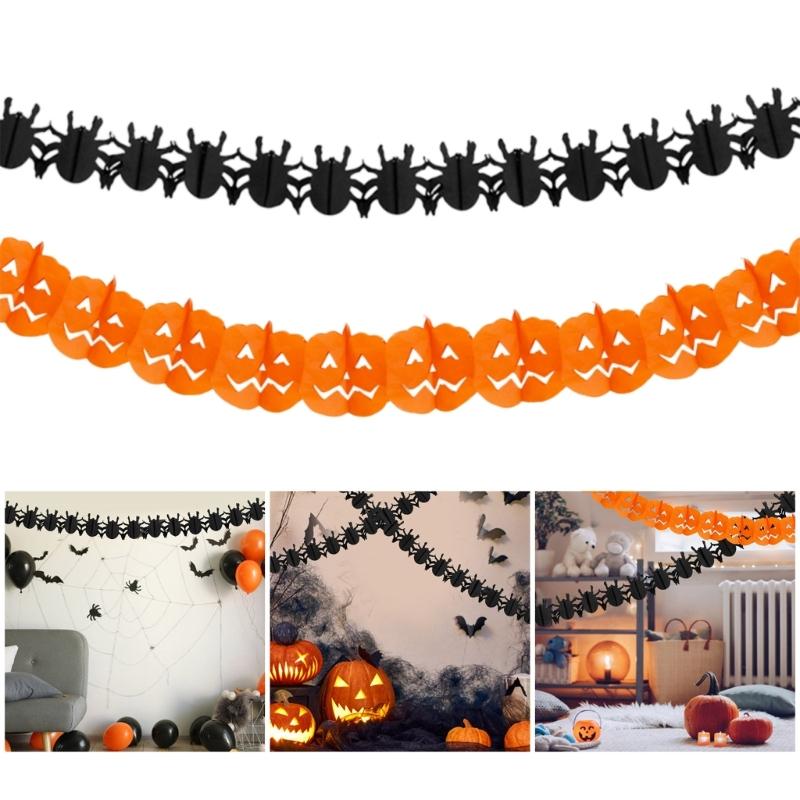 Halloween Paper Garlands Decoration Props Pumpkins/Spiders Shaped Banners Flags Holiday Themed Home Party Ornament