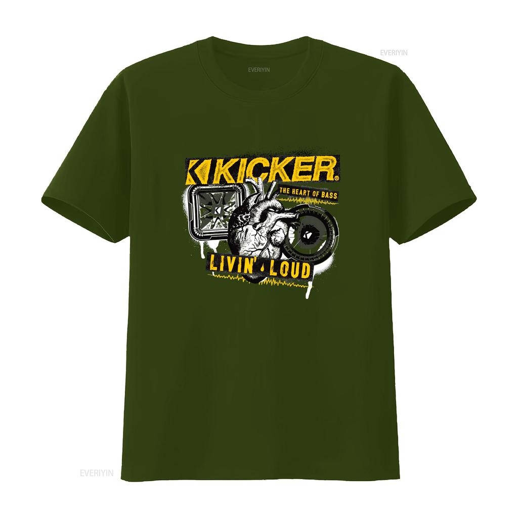 Kicker Car Audio Old School Basshead Linin Loud T Shirt Vintage Washed Graphic Fashion Slightly Versatile Homme Unisex Casual