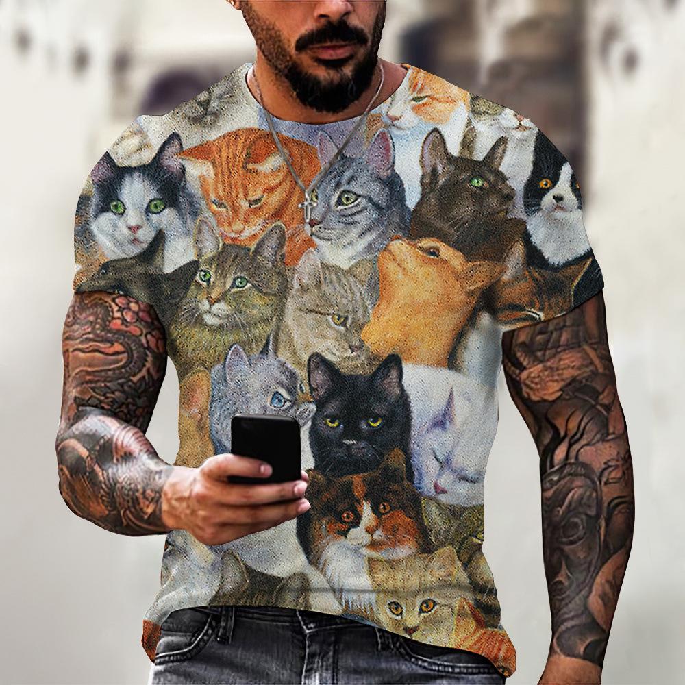 Plus Size Tees Men's Short Sleeved 3D Printed Top Holiday Animal Pattern Weekend Basic V Neck T Shirt Summer