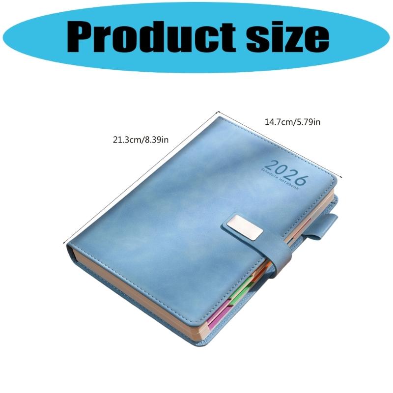 Agenda 2026 con 400 Pagine Datate Chiusura con Bottone Magnetico Rivestimento in PU Quaderno Journal Accademico per la Pianificazione Giornaliera