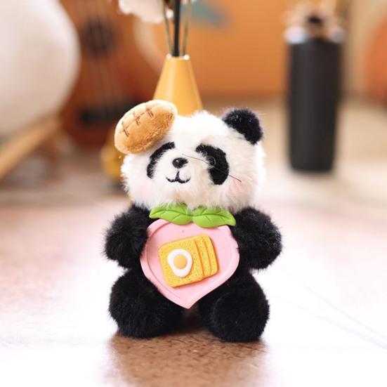Doll Pendant Keychain Cartoon Panda Shape Plush Doll Key Holder Lightweight Keychain Decorative Bag Accessory