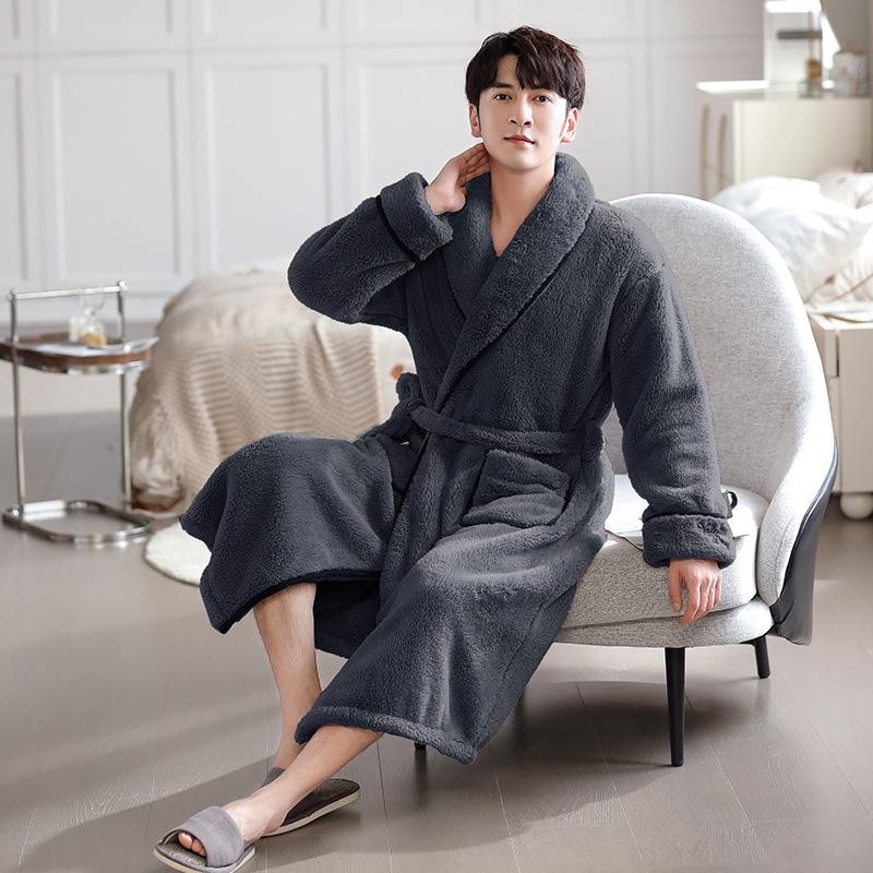 Flannel Couple's Robe: Cozy Coral Fleece Bathrobe for Men and Women - Warm, Thick, and Perfect for Winter