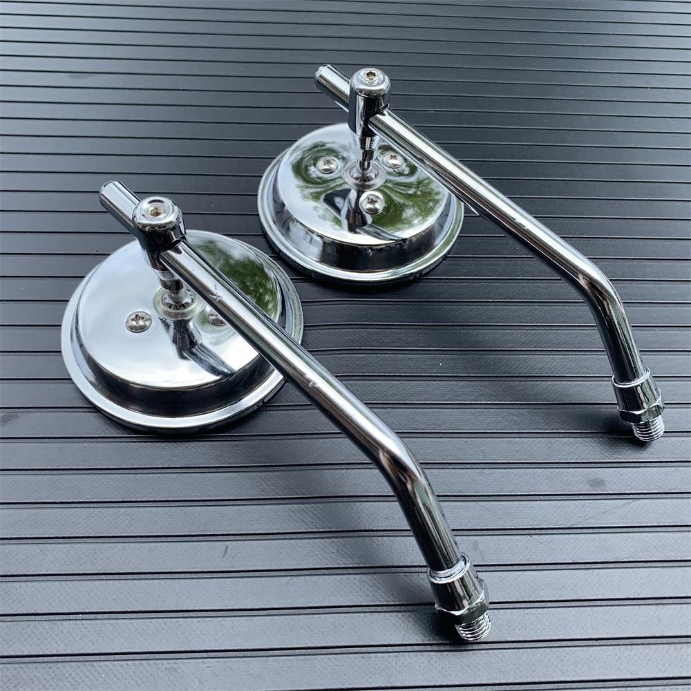 Motorcycle Rearview Side Mirror with 10mm Screws Universal Round  Retro Modified Motorbike Cafe Racer Rearview Mirrors