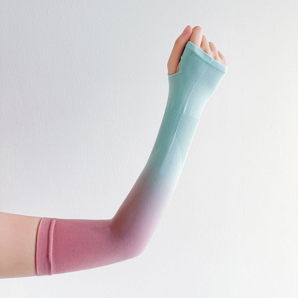 Unisex Summer UV Protection Arm Sleeves Gradient Color Ice Silk Cooling Sleeves
