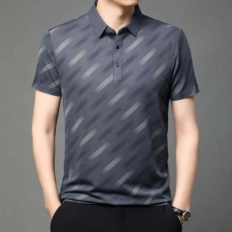 Men's Business Casual Short Sleeved Printed Polo Shirt Fashionable Breathable Comfortable and Versatile Top
