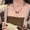 Flocking Bow Necklace Women's Retro Temperament Pearl Splicing Collarbone Chain New Trendy Versatile Neck Chain