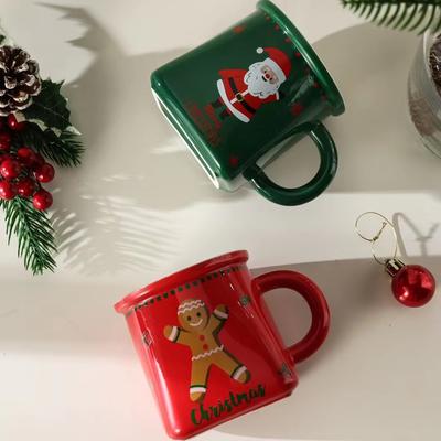 Kreatywny kubek w stylu świątecznym Kubek ceramiczny Świętego Mikołaja Kreskówkowy kubek do kawy z piernikowym ludzikiem Prosty kubek na wodę z osobowością