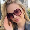 New European and American women's round frame sunglasses, personalized versatile sunglasses, vacation concave sunglasses