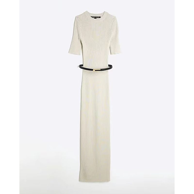 

British Niche Style ~ River **round Neck Slim Fit Dress As shown in the figure/without belt UK8