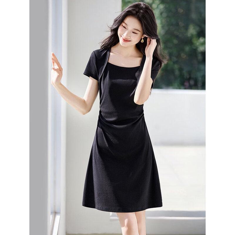 MOHAN YIMEI 2026 Summer Ruched Waist Little Black Dress S