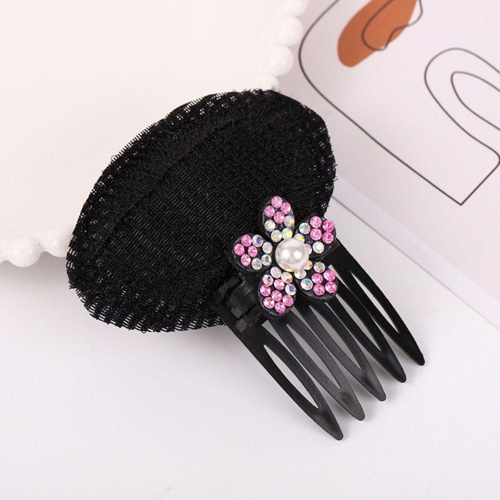 Rhinestone Puff Hair Head Cushion Pearl Invisible Volume Hair Clip Shiny Hair Base Lady