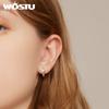 WOSTU 925 Sterling Silver Hoop Earrings, Crescent Moon & Star High Polish Tarnish Resistant Trendy Earrings