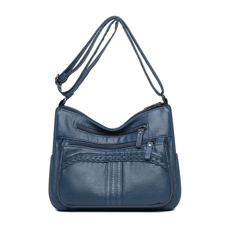 

Простая универсальная сумка через плечо с несколькими отделениями, большой вместимости, для мам среднего и пожилого возраста синий