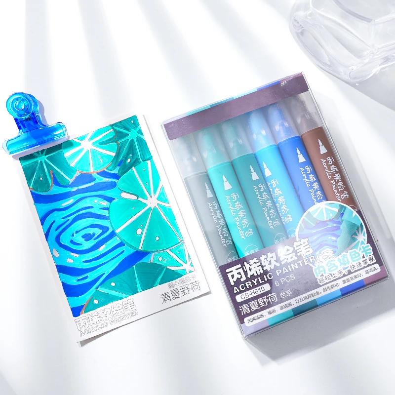 Acrylic Paint Pens Acrylic Soft Brush Marker Pensfor FabricAnime Painting DIY Art Graffiti Markers Child Art Supplies