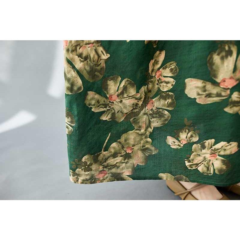Simple Bohemian Print Dress Short Sleeve Round Neck Summer New Style Elegant Feel Long Dresses Women's Clothing