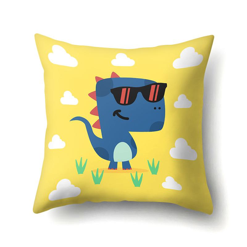 Geometric Dinosaur Pattern Polyester Single-sided Pillowcase Home Sofa Pillowcase Living Room Bedroom Cushion Cover