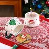 Snowman Ceramic Mugs Xmas Tree Spattered Coffee Cups New Cup Spoon Kit  Holiday Season