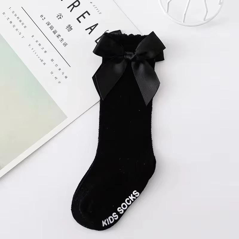 Baby Mädchen Große Schleife Kniehohe Socken Frühling Herbst Kinder Zuhause Mittelwade Prinzessin Bodensocke Kinder Kleinkind Rutschfeste Strümpfe 0-3J