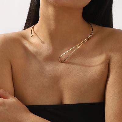 European and American Fashion Personalized Geometric Metal Opening Collar, Simple Hollow Asymmetrical High-end Necklace