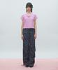 LALAFOX Flower Print Wide Track Pants Nylon Track Pants Charcoal Br2Wp002
