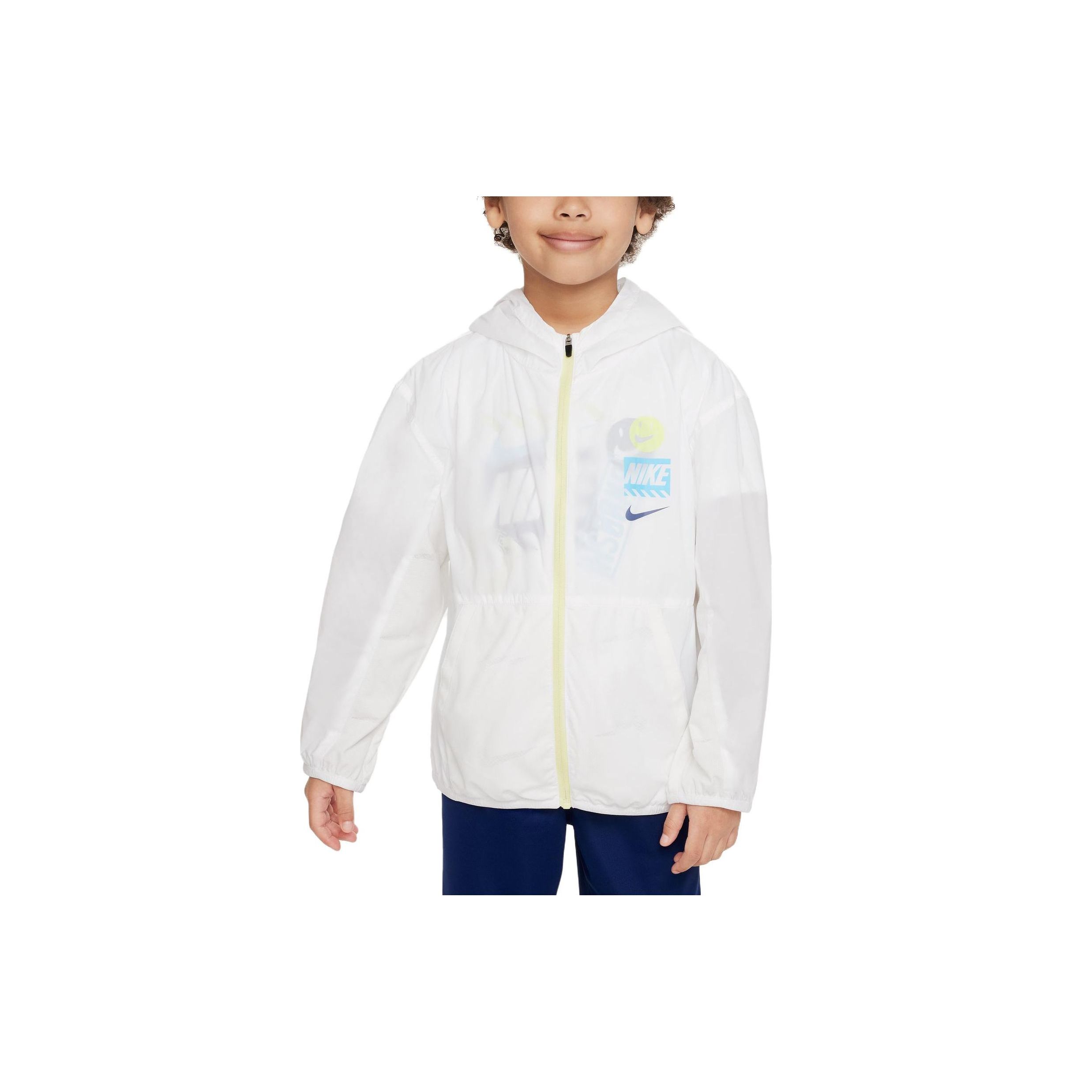 

Nike Wild Air Лук Письмо Логотип Узор Принт Толстовка с капюшоном с длинным рукавом Детские куртки Белый FQ1090-100 S