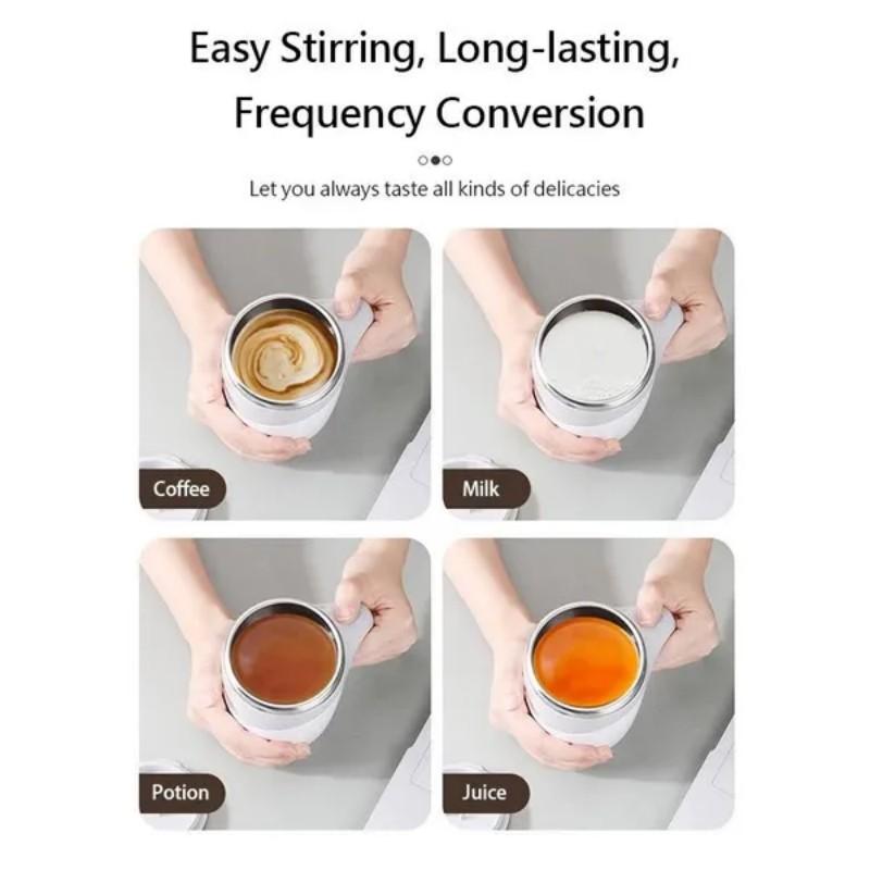 Rechargeable Electric Automatic Stirring Magnetic Mug 380ml Stainless Steel Mixer Coffee Milk Mixing Cup Perfect For Home Office