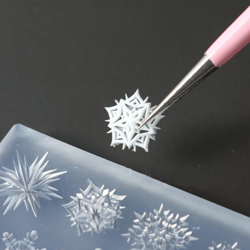 1Pcs Silicone Nail Mold Christmas Snowflakes Butterfly Flower 3D Relief Nail Template Nail Art Decorations Nail Art Mold