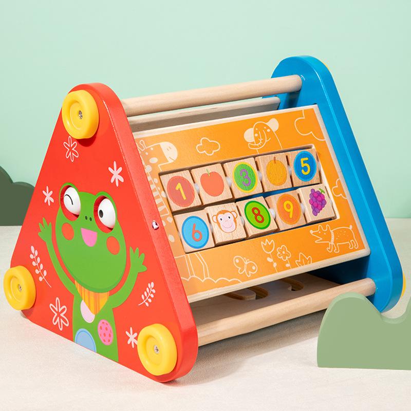 

Children s wooden multi-functional triangular toy box Educational toys to exercise baby s cognitive ability