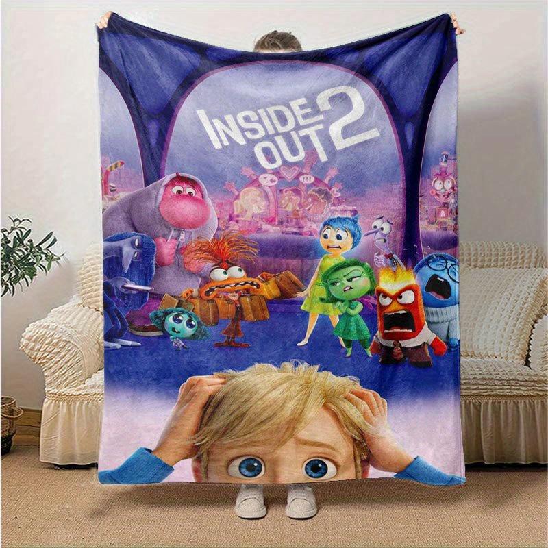 

Inside Out Cartoon Flannel Blanket - Ultra-Soft, Cozy, and Comfortable for Sofa, Bedroom, Camping, and Travel - Four-Season Versatility, Vib 130x150cm