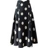 Polk Dot Skirts Womens Pleated Korean Style Silk Long Black Skirt Middle Length High Waist A Line French Umbrella Skirt Summer