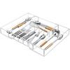 NIUBEE Expandable Kitchen Drawer Organizer for Flatware and Utensils,Clear Acrylic Adjustable Silverware Tray for Drawer,Office,Bathroom Supplies-9