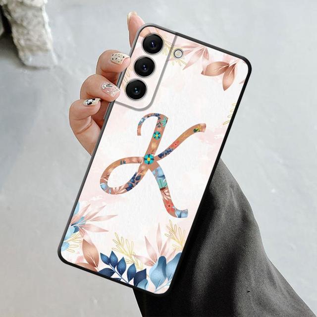 Handyhülle für Samsung Galaxy S23 S22 S21 S20 Fe Ultra S10 S9 S8 Plus Note 20ultra 10plus Hülle Blumenmuster Blatt Buchstabe Kunst