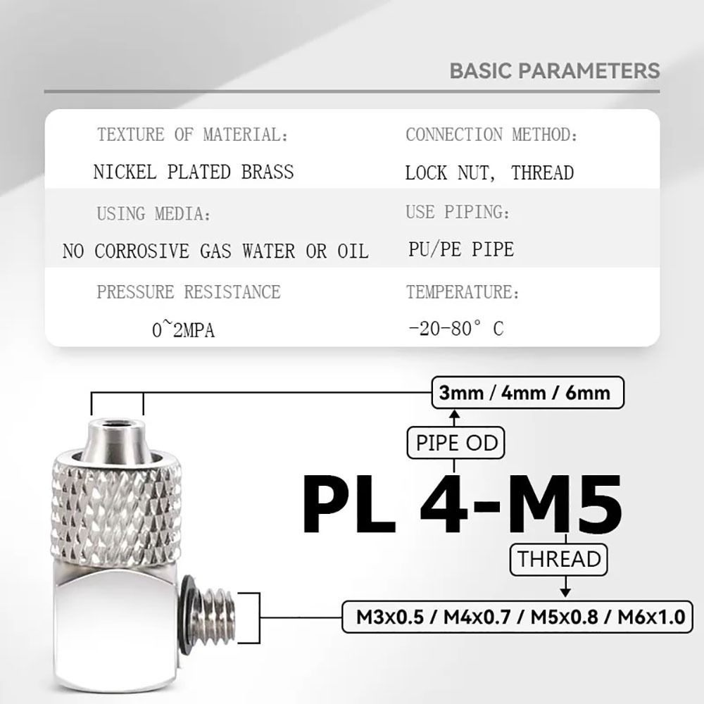 10Pcs Male Thread Air Tube Connector M3 M4 M5 M6 Pneumatic Pipe Connector Quick Fitting Fast Joint