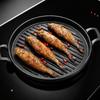 Ribbed Surface Grill Pan Round Flat Bottom Stovetop Griddle Practical Barbecue Pan  Barbecue Steak