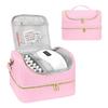 Portable Nail Varnish Organizers Bag Double Handles Adjustable Strap Waterproof Polyester Makeup Storage Case 30x22x25cm