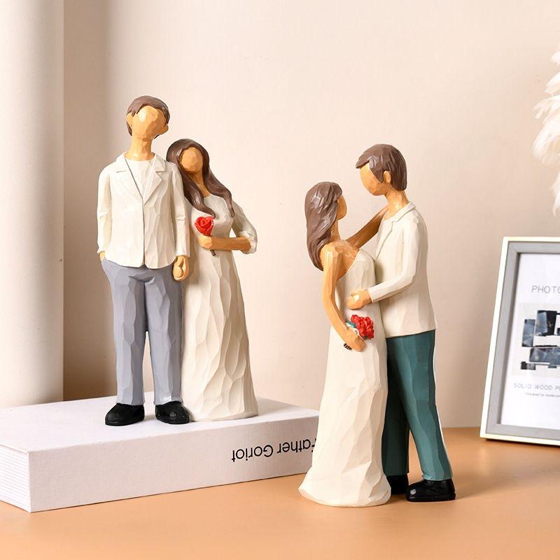 Figura de Pareja de Resina Hecha a Mano Decoración Decoración del Hogar Adorno de Boda Regalo de San Valentín